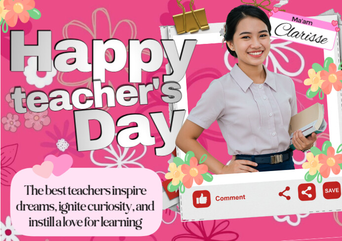 Copy of Bright Pink Teacher’s Day Poster | PosterMyWall