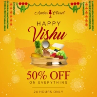 Bright yellow happy vishu Instagram post template