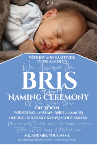 Bleu Bris on Zoom Announcement Etichetta Template