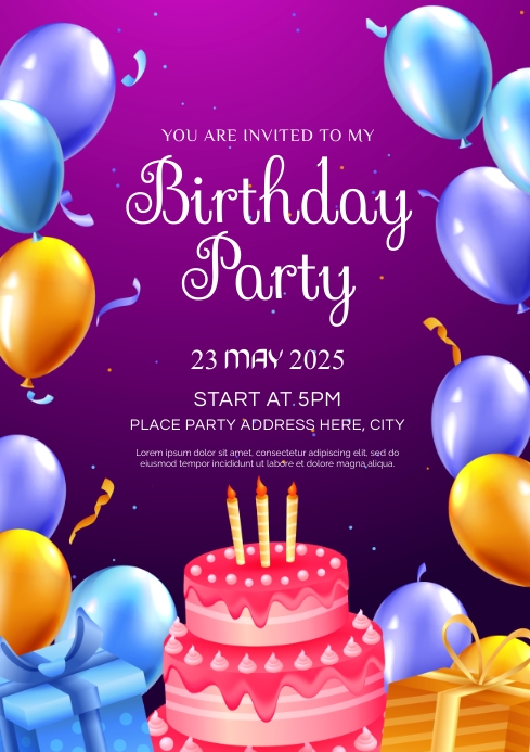 BRITHDAY PARTY TEMPLATE | PosterMyWall