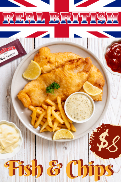 British Fish & Chips Special Poster Template