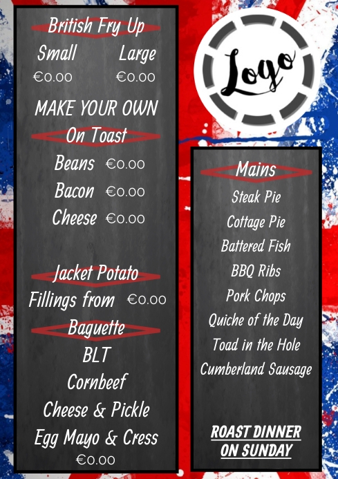 British Menu Template | PosterMyWall