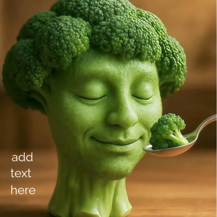 Broccoli Head Enjoying Broccoli Instagram Post template