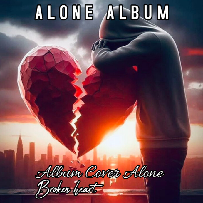 broken alone heart Instagram Post template