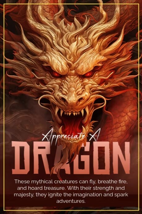Brown 3d Appreciate A Dragon Poster template
