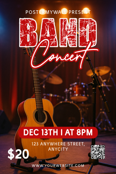 Brown 3d Band Concert Poster template