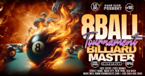 Brown 3D Billiards Tournament Facebook Shared Image Video template