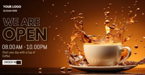 Brown 3d Cafe /  Facebook Shared Image template
