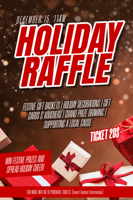 Christmas Raffle Images Blue Copy of Brown 3d Christmas Raffle Poster | PosterMyWall