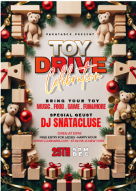 Brown 3d Christmas Toy Drive Party Flyer A6 template