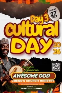 Brown 3d Cultural Day Event Poster template