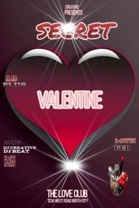 Brown 3d Customizable Valentine's Day Party Flyer  Pinterest Graphic template