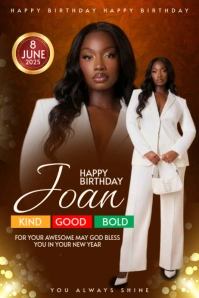 Brown 3d Elegant Brown Birthday Greeting Card Design Poster Iphosta template