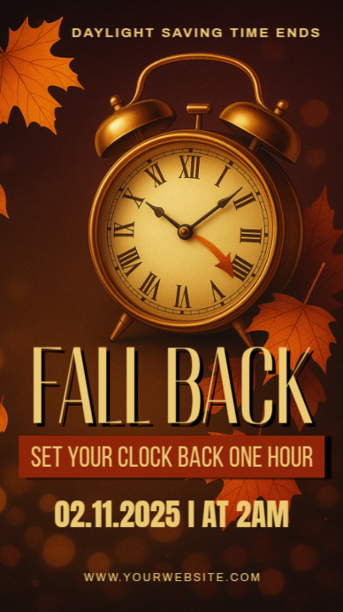 Brown 3d Fall Back Daylight Saving Time Instagram Story template