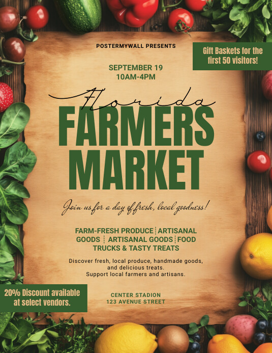 Brown 3d Farmers Market Flyer (us Letter) template