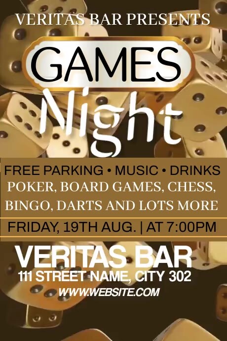 Brown 3d Game Night  Poster Cartaz template