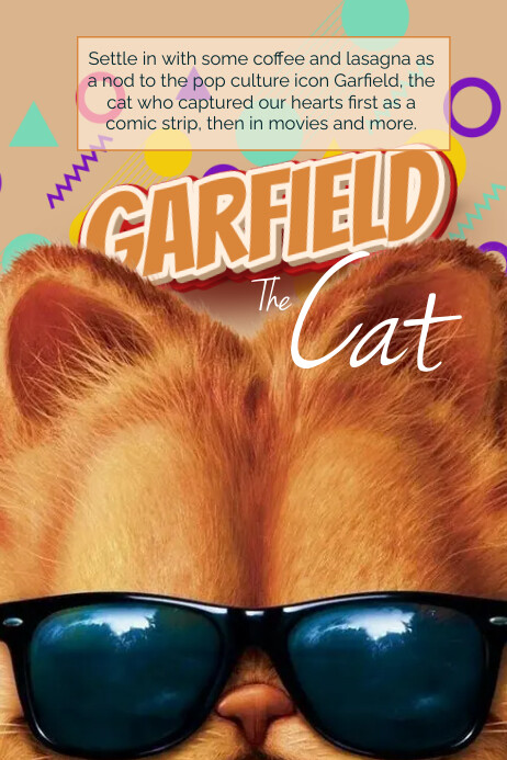 Brown 3d Garfield The Cat Day Poster template