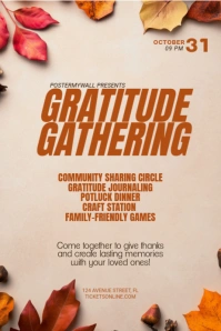 Brown 3d Gratitude Gathering Poster template