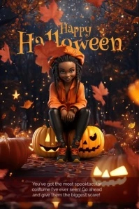 Brown 3d Happy Halloween Video Poster template