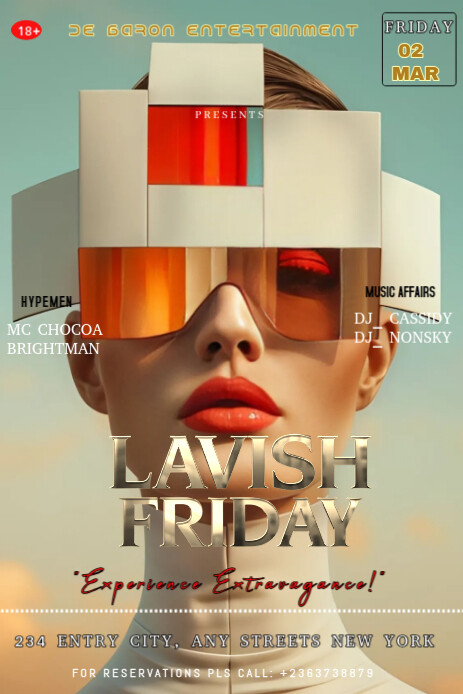 Brown 3d It's A Lavish Friday Party Flyer Features A Striking ...