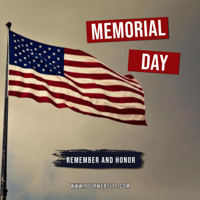 Brown 3d Memorial Day Persegi (1:1) template