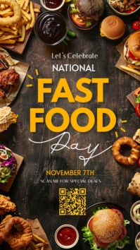 Brown 3d National Fast Food Day Instagram Story template