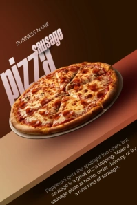 Brown 3d National Sausage Pizza Day Poster template