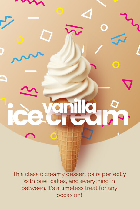 Brown 3d National Vanilla Ice Cream Day  Post Cartaz template