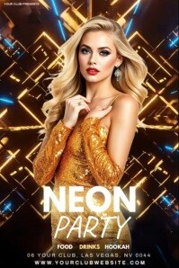 Brown 3d Neon Party Poster template