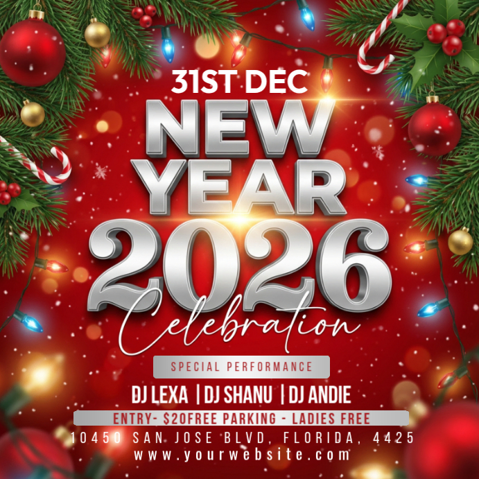 Brown 3d New Year Square (1:1) template