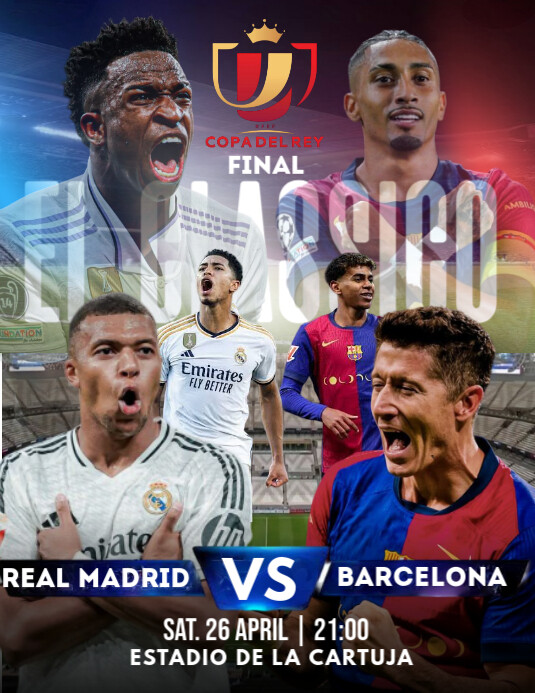 Plantilla de Brown 3d Real Madrid Vs Barcelona El Classico Copa Del Rey ...