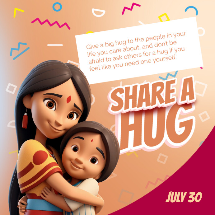 Hug By Post Brown 3d Share A Hug Day Instagram Post Template | PosterMyWall