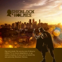 Brown 3d Sherlock Holmes Day  Instagram Post template
