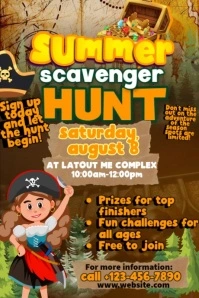 Brown 3d Summer Scanvengers  Poster template