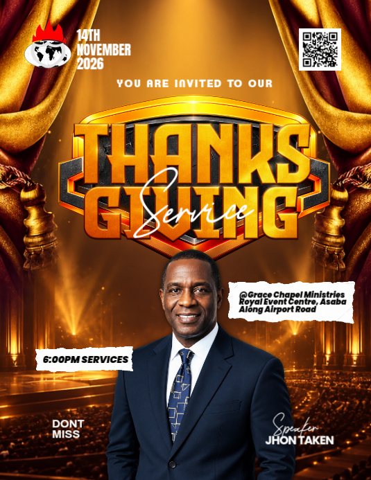Brown 3d Thanksgiving Church Service Flyer Template | PosterMyWall