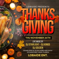 Brown 3d Thanksgiving Dinner Instagram Post template