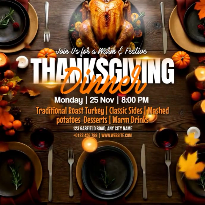 Copy of Brown 3d Thanksgiving Dinner Instagram Post | PosterMyWall