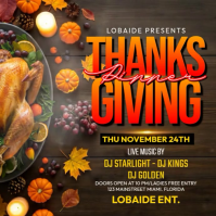 Brown 3d Thanksgiving Dinner Instagram Post Square (1:1) template