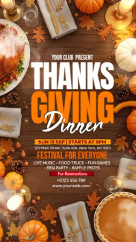 Brown 3d Thanksgiving Dinner Invite Instagram Story template