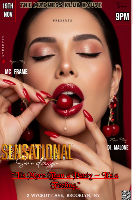 Brown 3d This Is An Intense, High-contrast, Red-themed Club Flyer Promoting "sensational Sundays" Pi template