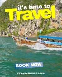 Brown 3d Time To Travel Instagram Portrait template