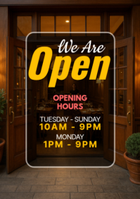 Brown 3d We Are Open A2 template