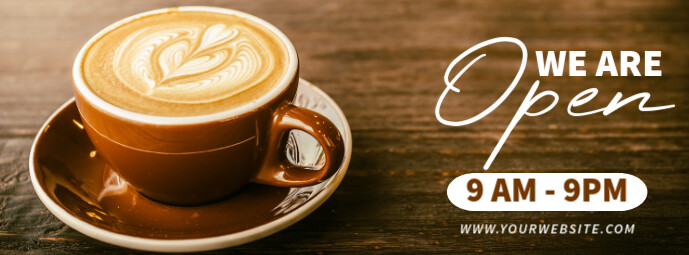 Brown 3d We Are Open Foto Sampul Facebook template