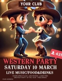 Brown 3d Western Party Volantino (us Letter) template