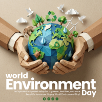 Brown 3D World Environment Day Square Vierkant (1:1) template