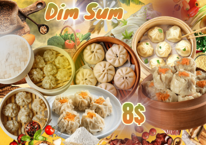 Brown Abstract Dim Sum A4 Template | PosterMyWall