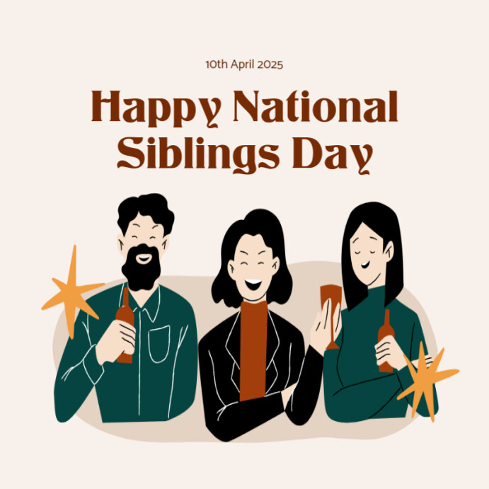 Brown and Green Abstract Happy National Siblings Day Facebook Post template