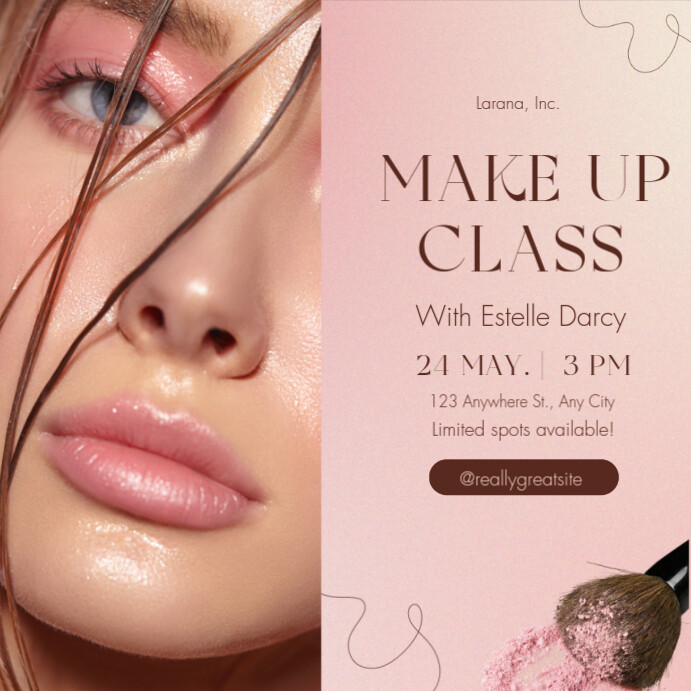 Brown And Pink Gradient Modern Make Up Class Instagram Post template