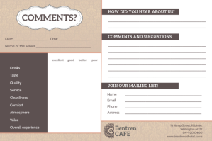 Brown and White Cafe Comment Card Label template
