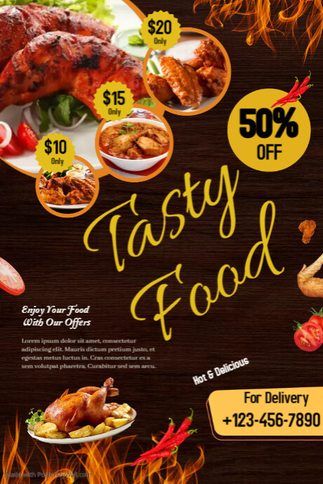Brown and Yellow Modern Food Promotion Flyer Template | PosterMyWall